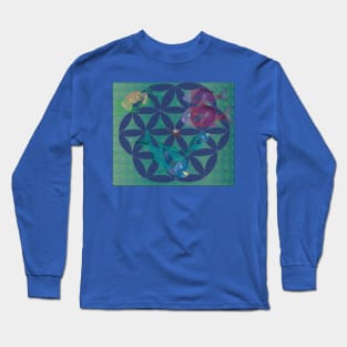 Ocean life in the circle of the flower of life Long Sleeve T-Shirt